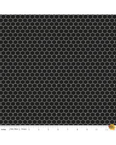Bees Life: Bees Life Honeycomb Black -- Riley Blake c10104 black