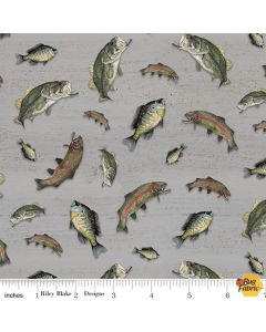 At The Lake: Fish Gray -- Riley Blake Designs c10552 gray