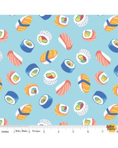 Rainbowfruit: How We Roll Aqua Sushi -- Riley Blake Designs c10893 aqua