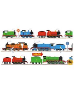 All Aboard with Thomas & Friends Train Line White (sold by 2/3 yard repeat) -- Riley Blake Fabrics c11006-white