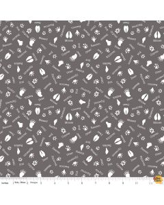 Into the Woods: Tracks Gray Paw Prints -- Riley Blake Designs c11394-gray