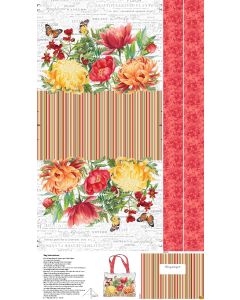 Morning Blossom: Bag Panel White Multi (25" panel) -- Northcott Fabrics 24927-10