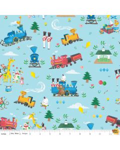 Little Engine That Could: Main Blue - Riley Blake c-9990 blue - 2 yards 29" remaining
