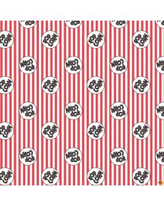 Popcorn: Logo on Stripes -- Camelot Fabrics 21192103-1
