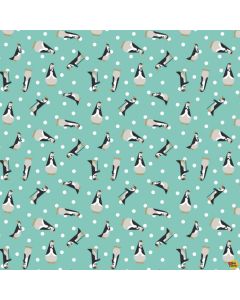 Mary Poppins: Disney Tossed Penguins Blue -- Camelot Cottons 85460204-2 