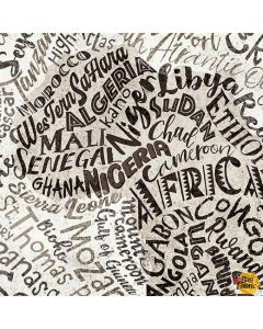 Kenya: African Map Words Ivory - Michael Miller Fabrics cx9995-ivor-d