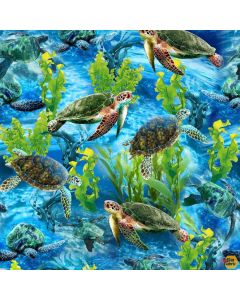 Jewels of the Sea: Wading Sea Turtles Seaweed -- Michael Miller Fabrics dcx11132-seaw-d