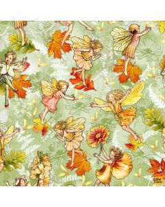 Flower Fairies of the Autumn: Autumn Fairy Flight -- Michael Miller Fabrics DDC11523-SAGE-D 