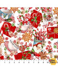 Peppermint Candy: Peppermint Candy Presents White -- Northcott Fabrics 24623-10