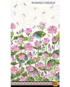 Water Lilies: Full Width Border (sold by 24" repeat) -- Northcott Fabrics 25055-11 cream multi