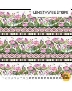 Water Lilies: Border Stripe -- Northcott Fabrics 25056-11 cream multi