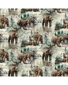 Northern Peaks: Bears Sage -- Northcott Fabrics dp25167-71 