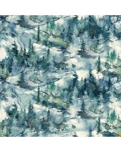 Northern Peaks: Scenic Dark Blue -- Northcott Fabrics dp25168-48 