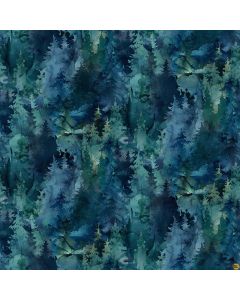 Northern Peaks: Trees Blue -- Northcott Fabrics dp25169-44 