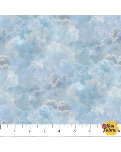 Moonlight Kisses: Clouds Blue - Northcott dp26729-43 - 2.5 yards remaining