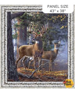 First Light Naturescapes:  Deer Panel (oversized 38" x 43") - Northcott Fabrics dp26760-95