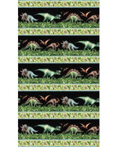Paleo Tales: Dinosaur Border Stripe  - Northcott Fabrics dp26781-99 - 1 yard 23" remaining