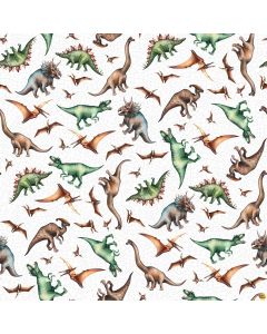 Paleo Tales: Dinosaurs Tossed White  - Northcott Fabrics dp26783-10