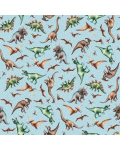 Paleo Tales: Dinosaurs Tossed Blue - Northcott Fabrics dp26783-42