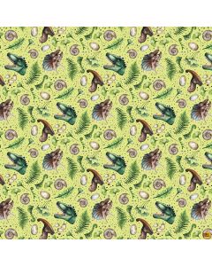 Paleo Tales: Dinosaur Tossed Heads Light Green - Northcott Fabrics dp26784-72