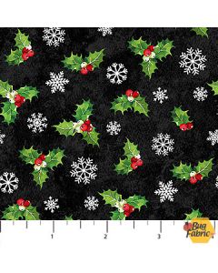 Sugar Coated: Holly Snowflakes Black - Northcott Fabrics dp27148-99 - presale April