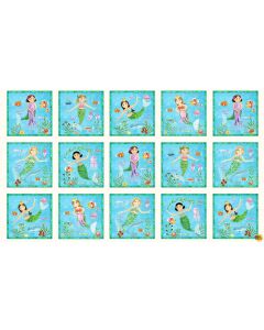 Little Mermaids: Mermaid Panel (Running yardage sold by 2/3 yard repeat) -- Elizabeth's Studio 17002 cream