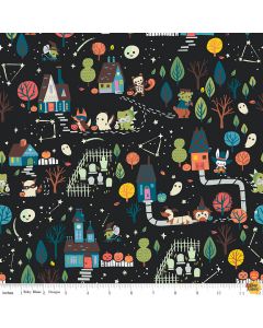 Tiny Treaters: Main Charcoal (Glow in the dark) -- Riley Blake Designs gc10480 charcoal - 3 yards 4" remaining