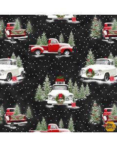 The Tradition II: Large red and White Truck Allover -- Henry Glass Fabrics 9726-99