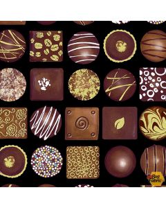 Chocolicious: Box of Chocolates Black -- Kanvas Fabrics 9846-12b