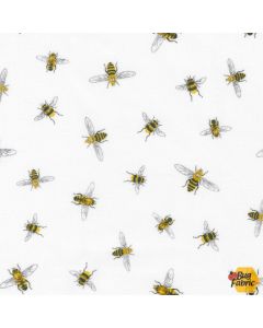 Everyday Favorites: Bees White -- Robert Kaufman amk-13398-1 white - 2 yards 25" remaining