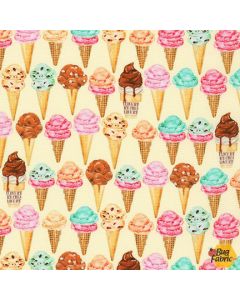 Sweet Tooth: Ice Cream Cones Vanilla -- Robert Kaufman amkd-19829-85