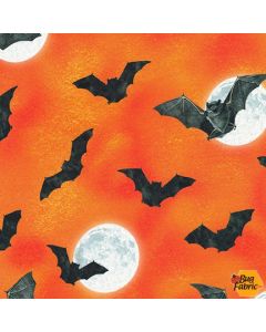 Raven Moon: Bats Orange Pumpkin -- Robert Kaufman awhd-19488-148 pumpkin