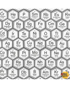 Science Fair: Periodic Table Elements Honeycomb White - Robert Kaufman srk-17930-1 white