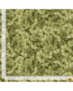Kyoto Garden: Metallic Ginko Leaves -- Timeless Treasures Fabrics kyoto-cm1672 green 