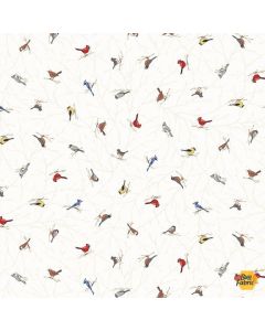Mini Mixers: Tossed Birds White -- Marcus Fabrics r210316d