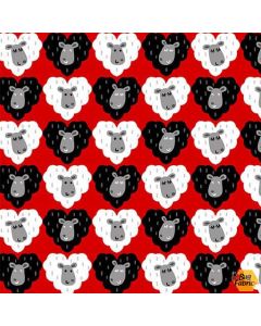 Love to Knit: I Love Ewe Sheep -- Michael Miller Fabrics CX9555-REDX-D
