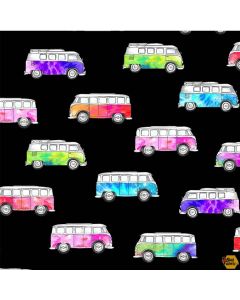 Feeling Groovy: Magic Bus Black (VW Bus) -- Michael Miller Fabrics cx9810-blac-d