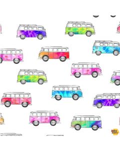 Feeling Groovy: Magic Bus White (VW Bus) -- Michael Miller Fabrics cx9810-whit-d