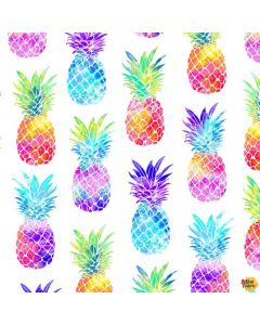Feeling Groovy: Tropical State of Mind Pineapples White -- Michael Miller Fabrics cx9812-whit-d