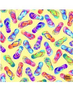 Feeling Groovy: Life is Better in Flip Flops Sand -- Michael Miller Fabrics cx9813-sand-d