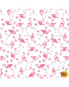 Feeling Groovy: Let's Flamingle -- Michael Miller Fabrics cx9814-whit-d