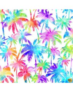 Feeling Groovy: Palm Trees Ocean Breeze White -- Michael Miller Fabrics cx9815-whit-d - 2 yards 2" remaining