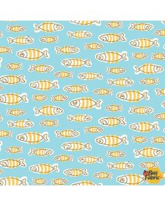 Make A Splash:  Fish Schooling Aqua -- Michael Miller Fabrics dc9361-aqua-d
