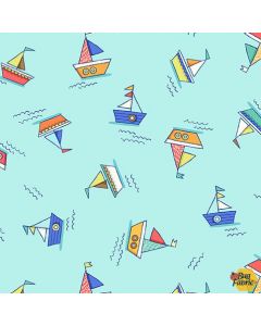 Make A Splash: Boats Aqua -- Michael Miller Fabrics dc9363-aqua-d