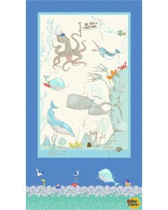 Make A Splash: Big Blue Adventure Panel (2/3 yard) -- Michael Miller Fabrics dc9365-blue-d