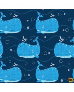 Under the Sea: Whale Hello There -- Michael Miller Fabrics dc9562-navy-d