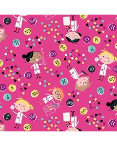 Stem Squad: Girls in Science -- Michael Miller Fabrics dc9719-pink-d  -- 1 yard 1" remaining 