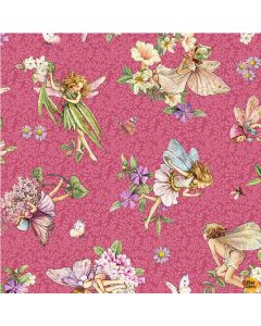 Songs of the Flower Fairies: The Dancing Flower Fairies Fuschia -- Michael Miller Fabrics ddc9272-fusc-d -- 31" + FQ remaining