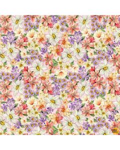 Songs of the Flower Fairies: Garden of the Fairies Pink Floral -- Michael Miller Fabrics ddc9273-pink-d