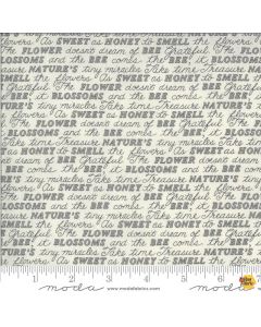 Bee Grateful by Deb Strain: Sweet Words Dove Grey -- Moda Fabric 19963-14